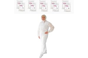 10x ARNOMED® Combinaison Jetable L, Combinaison Travail Homme & Femme, Combinaison Jetable de Peintre & Bâtiment, Combinaison de Protection & Amiantée, Combinaison Sécurité (Blanc)
