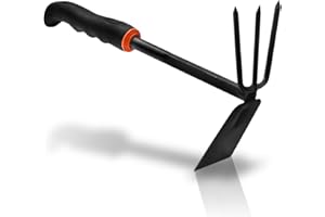 BRADAS - KT-Y6005, Zappetta con tridente in acciaio, Funziona come zappa, aeratore, rompizolle, estirpatore e per terreno, prati, orto, giardino e lavori di giardinaggio, Rastrello largo 7 cm.