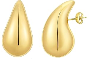 Zuofan 1 Paire Boucles d'oreilles Femme Gouttes D'eau, Boucles d'Oreilles Gouttes Dorées