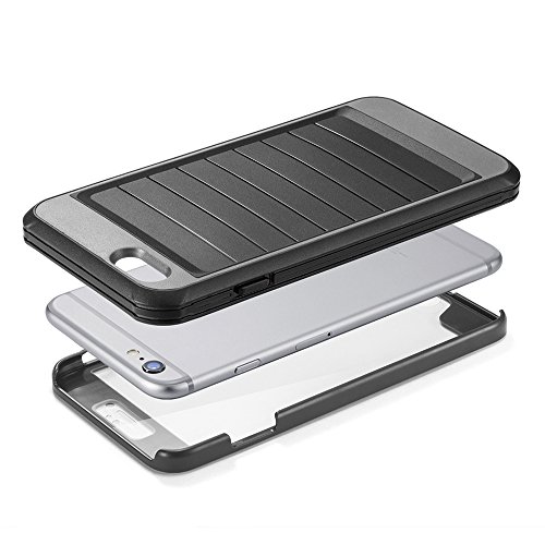 Funda para apple iPhone 6 6s 360   Integral Para Ambas Caras CLOUDSTOO  GRATIS Protector de Pantalla de Vidrio Templado -- NEGRO GRIS 