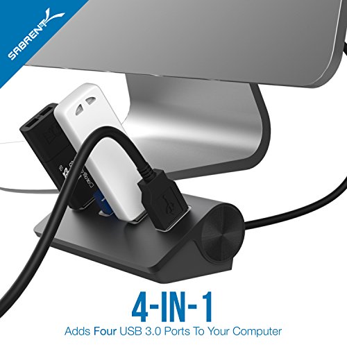 Sabrent USB HUB – Premium 4-Port USB 3.0 Schwarz Aluminum Hub (76cm Kabel) für iMac, MacBook, MacBook Pro, MacBook Air, Mac Mini oder einem beliebigen PC [Schwarz] (HB-MC3B) - 5