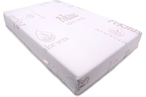 PEKITAS Colchón Minicuna 50 x 80 cm, Grosor 10 cm, Funda Tejido AloeVera Ergonómico Transpirable Antiahogo con Cremallera Lavable, Interior Espuma, Fabricado en España