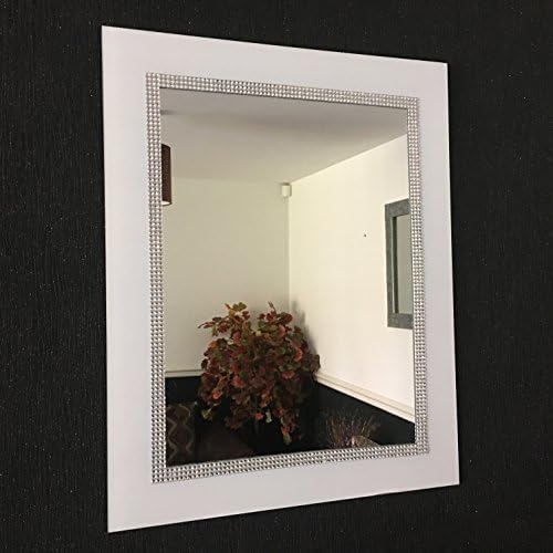 WHITE DIAMANTE WALL BATHROOM HALLWAY MIRROR GIRLS DRESSING ROOM MIRROR 40X60CM