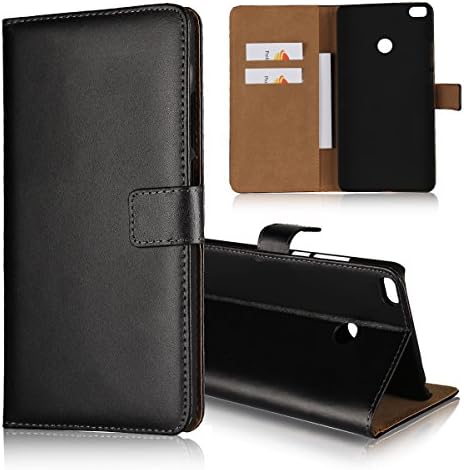 Copmob Xiaomi Mi Max 2 Leather Case, Genuine Leather Case Cover Pouch Wallet Case Flip Case with [Card Slots/Card Holder] [Magnetic Closure] Kickstand Function Folio Flip Book Cover - Black