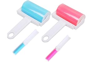 YKKJ Rouleau à Peluches, épilateur réutilisable pour Animaux de Compagnie, Rouleau à Poils Lavable avec poignée et Couvercle et Rouleau de Voyage （Lot de 4