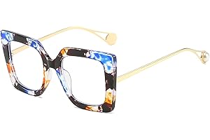 LJCZKA Montatura Occhiali da Vista Donna Quadrati Grandi, Occhiali Anti Luce Blu Montatura in Metallo Occhiali da Lettura Grandi Vintage Gatto