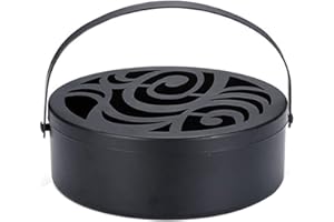 Stecto Porta bobina di zanzara, elegante bruciatore di incenso rotondo cavo con manico, porta incenso in metallo antiruggine ignifugo per casa, viaggio, esterno