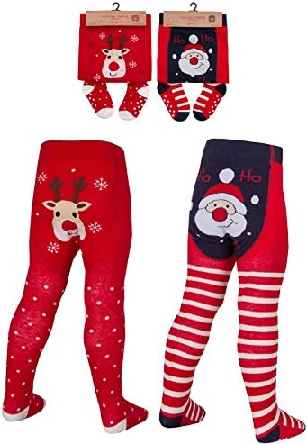 2 Pairs Babies Christmas Tights 18-24 months