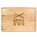 Produktbild Schneidebrett aus Holz mit persönlicher Gravur für echte Grillmeister, als Küchenbrett, Holzbrett, Schneidbrett, Brotzeitbrett, tolle Geschenkidee als Geschenk für Männer zum Grillen, Motiv Grillmeister, ca. 40,5 x 28,5 x 2 cm