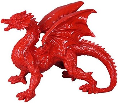 Sassy Home Red Gloss Mythic Dragon Ornament, one Colour, 35.5 x 49 x 25.5cm