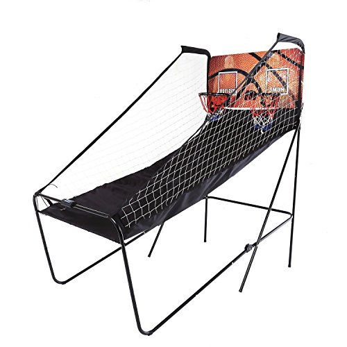 Busyall Panier de Basket Double, Basketball Double Shot Arcade System Pliable Compteur Électronique + 5 Balles (EU Stock)