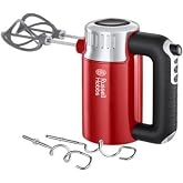 Russell Hobbs El mikseri [el mikseri] Retro kırmızı (4 hız kademesi + Turbo, daha iyi karıştırma i&ccedil;in cam elyaf takviyeli nay