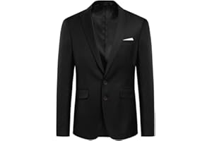 Allthemen Chaqueta de hombre de dos botones con abertura trasera de color liso para traje de negocios