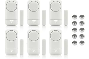 Shackcom 6pcs Alarme de Porte et Fenêtre Capteur sans Fil Magnétique pour Système de Sécurité Maison Sécurité Enfants - Anti-Intrusion Anti-Vol Contre Cambriolage Détecteurs 120dB Sirène avec Piles