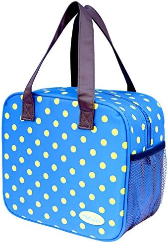 Coosin Insulated Lunch Tote Durable Nylon Oxford Cloth Picnic Bag &amp; Ice Pack Aluminum Foil Liner Super Insulated cooler Bag 7 L Large Capacity Design Reusable Lunch Bag (10x9, Dark blue)