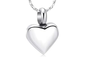 MEMORIAL JEWELRY Small Heart Cremation Urn Necklace for Ashes Stainless Steel Memorial Ash Pendant Keepsake Jewelry