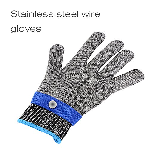 Schnittschutzhandschuhe Handschuhe Schnittfest aus Edelstahl Metall Netzgewebe 1 Stück Passend für Beide Rechte und Linke Hand Schutzgrad 5 (L) - 8