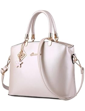 Wewod Damen Einfarbige Handtasche Lässig Abendtaschen Clutch PU Leder Umhängetasche Mit Hängende Ornamente