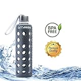 ✔️ BOTELLA DISEÑADA - La elegante botella de vidrio es un verdadero atractivo. La botella moderna y liviana cabe bien en cualquier bolso, mochila o soporte para bebidas debido a su diseño delgado, para que se mantenga hidratado todos los días y pueda beber de manera saludable.