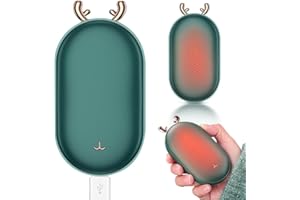 FENYW Scaldamani ricaricabile, scaldamani elettrico portatile da 5200 mAh con 3 modalità di riscaldamento, scaldamani riutilizzabile USB Power Bank regalo per donne, uomini, sport invernali（‎Verde）