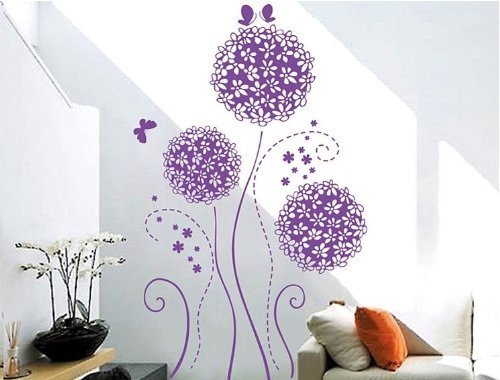 Preisvergleich Produktbild Lyanther Dekoratiauf Vinyl Wandaufkleber Decals Wandmalerei Lila Schmetterlinge und Blüten