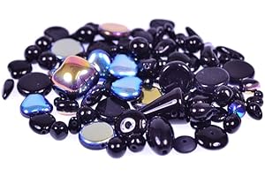 BOHEMIA CRYSTAL VALLEY 50g Mixed Glass Beads different shapes Mix, Black (23980), Bohemian Crystal Glass, Czech Republic MIX