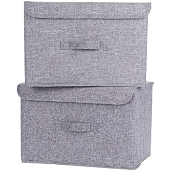 HOKEMP 2 Pcs Faltbare Aufbewahrungsbox mit Deckel und Griffen Kleidung