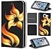 Price comparison product image Cover Hero Case Cover Skin For Huawei P10 Lite Premium Faux Leather Flip Case Flip Cover 530 Blume im Feuer Schwarz Gelb