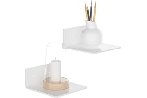 ‎SEZANRPT Sezanrpt 15cm Weiß Acryl Wandregale Set von 2, Wand montierte Speicher Display Regale für Schlafzimmer, Spielzimmer, Wohnzimmer, Badezimmer, Esszimmer, Büro, 2-Pack