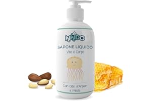 Kikido Sapone Liquido Neonato 500 ml - Detergente Delicato Mani, Viso e Corpo per Pelli Sensibili con Olio d'Argan e Miele - Sapone Bambini 500 ml
