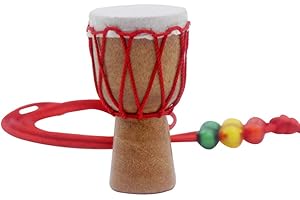 HEALLILY Afrikanische Trommel Halskette Holz Mini Djembe Percussion Anhänger Hand Trommel Bongo Instrument Geburtstag Geschenk Rote Linie