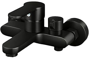 JEVUOYEE Bateria wannowa bateria wannowa bateria mieszakowa, jednouchwytowa, montaż ścienny, armatura prysznicowa 1/2 cala, wyjście prysznica i wanny, chrom, natynkowy, do prysznica i wanny (czarna)