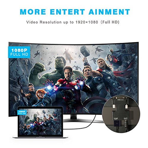 ONCHOICE( HDMI Buchse auf VGA Stecker ) 1080P HDMI zu VGA Konverter Adapter Box Audio Port VGA Verlängerungskabel Mini USB Energien Kabel 3,5 mm Audio Kabel Schwarz - 3