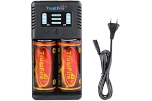 TrustFire TR-019 32650 26650 18650 - Cargador de batería inteligente (2 ranuras 21700/20700/18350/14500 CA 100-240 V/5,5 mm DC 12 V)
