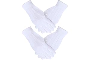 Zuroki 2 paia di guanti cerimoniali bianchi, elastici, guanti uniformi da sera, guanti formali, guanti da parata della guardia della polizia