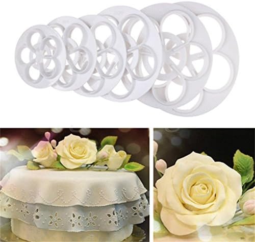 Affe 6Pcs Rose Flower Cake Pastry Plunger Cutters Cookie Chocolate Baking Moulds DIY Mold Cutter