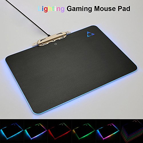 LED Beleuchtung Hard Gaming Maus Pad, RGB Colorful Computer Notebook Mac Mäuse Matte – Schwarz - 5
