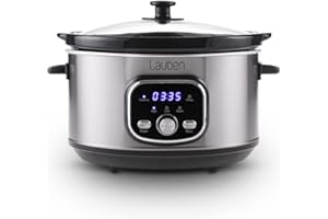 Lauben Slow Cooker 3500SB avec technologie Thermeffect®, technologie SlowHeat®, livre de cuisine, récipient intérieur en céramique, réglage manuel de l'heure, capacité de 3.5 l