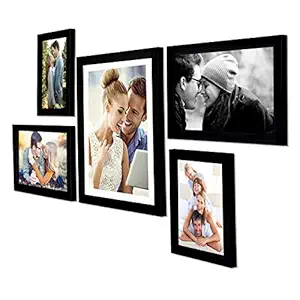 Art Street - Set of 5 Individual Black Wall Photo Frames Wall Hanging (Mix Size)(2 Units 5x7, 2 Units 6X10,1 Unit 10X12 inch)|| Free Hanging Accessories Included ||