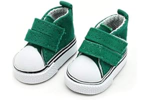 Aeromdale Doll Canvas Shoes Solid Color 5cm Doll Shoes with Adhesive Tape for 20cm Doll Girls Toy Gift - Green - 1 Pair