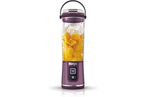 ‎NINJA Ninja Blast, Przenośny blender, 530 ml, ze szczelną pokrywą i otworem do picia, mocny bezprzewodowy mini blender, z możliwością ładowania, smoothie, koktajle białkowe, kruszy lód i mrożone owoce