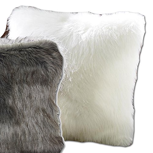 JEMIDI Kissenhülle Lederlook Fell Kissenbezug Bezüge Kissen Hülle Sofa Bezug Hüllen (50cm x 50cm, Wildfell Braun) - 4