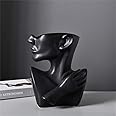 Gbestp Head Flower Can Statue,Head Vase Face Planter Ceramic Small Plant Can Indoor Outdoor Succulent Planter Sculpture Artwork For Home Office Decoration Gift Black 21x13x25cm