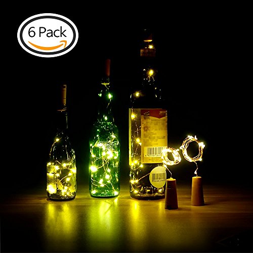 GiBot 6 Pack Bottle Cork Lights - 20 LED 100 cm Warm White Cork Bottle Lights Fairy String Light Dinner Lights for Wine Bottle Beer Bottles DIY Party Wedding Indoor Outdoor Thanksgiving Day Christmas