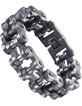 Aoiy Herren-Armband, Edelstahl, Gro§ und Schwer Motorradfahrer Fahrradkette, Rotgussfarbe, ccb079wu