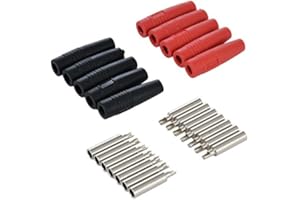 JWN 10 conectores de enchufe hembra tipo banana de cobre rojo y negro de 4 mm para conector de enchufe banana macho de 4 mm sin aislamiento