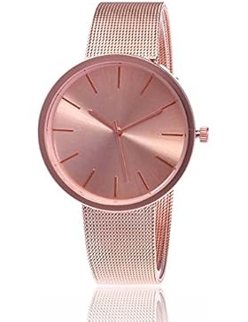 Souarts Damen Armbanduhr Einfach Mesh Metallarmband Casual Analoge Quarz Uhr Rosegold Farbe