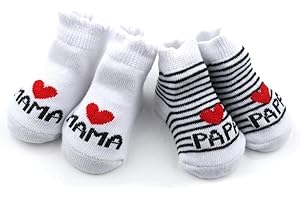 Distinct® Baby Baumwollsocken Süße Socken Ich liebe Mama + Ich liebe PaPa Neugeborenes Kleinkind Baby Sock Jungen Mädchen Cotton kleine Söckchen Geschenk (2 Paar)