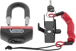 VECTOR - Antivol Moto Bloque Disque Minimax+ 16Mm / 47X40Mm - Classe SRA & ART5 - Type U - Avec Cordon De Rappel - Fiable