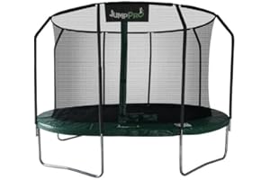 JUMPPRO Jump PRO Xcite Oval Trampoline in 3 sizes. Green Padding Strong Sturdy High Specification with Inner Enclosure Netting for Added Safety